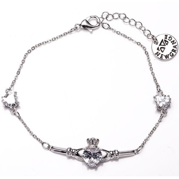 Newgrange Living Claddagh White Stone Bracelet - Silver | 600437