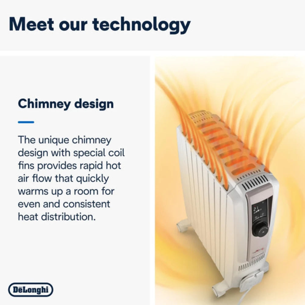 Delonghi Dragan 4 2kw Oil Filled Radiator with Electronic Timer - White | TRDSX40820E.WB