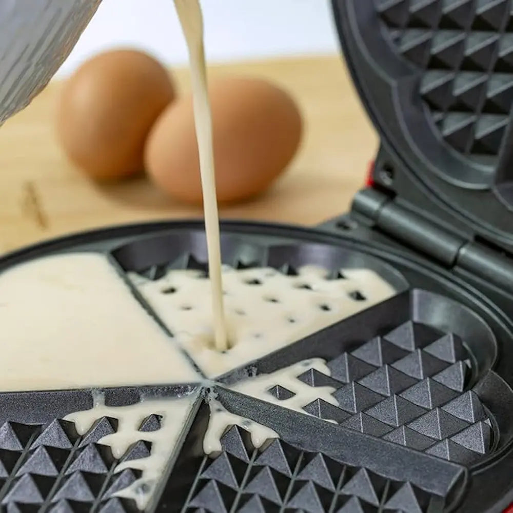 Global Gizmos Heart Shape Waffle Maker - Red | 37559