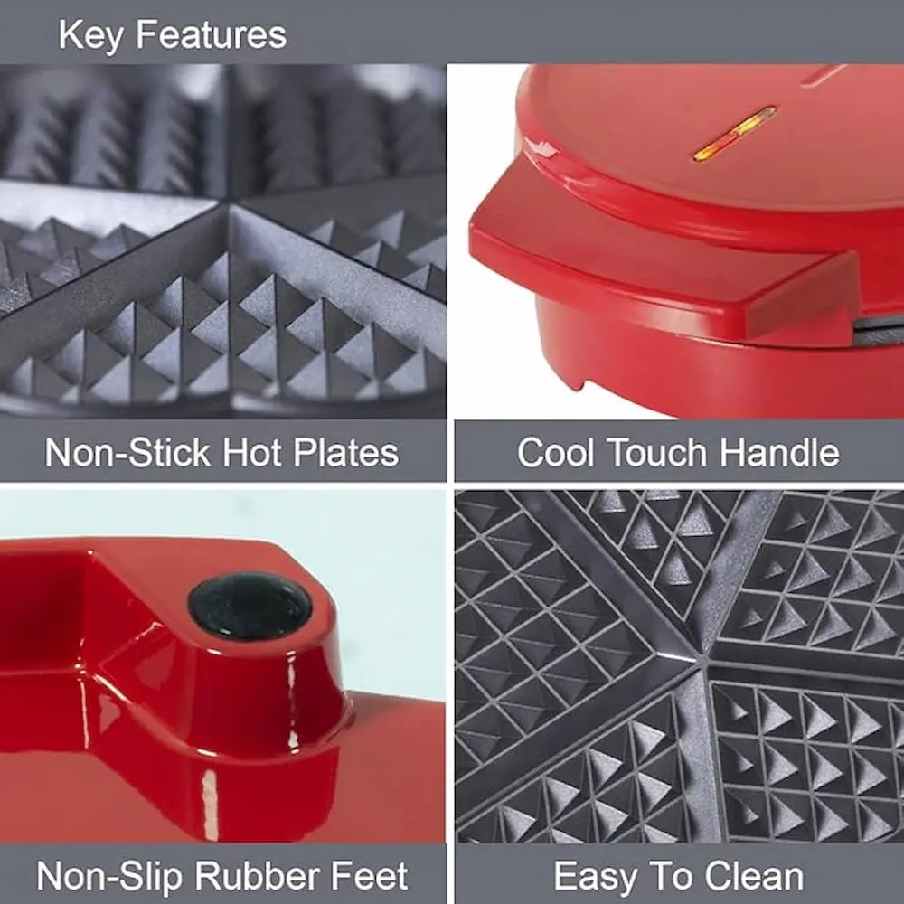 Global Gizmos Heart Shape Waffle Maker - Red | 37559