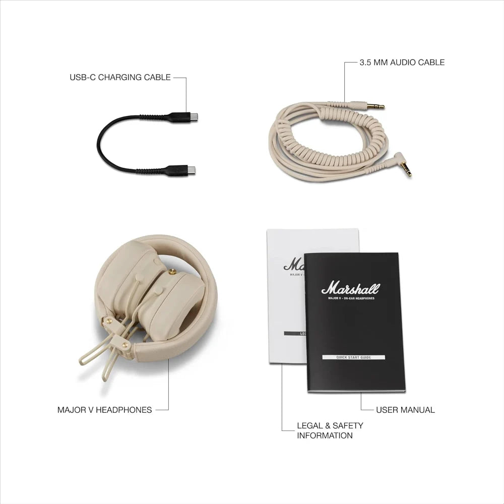 Marshall Major V Wireless Bluetooth Headphones - Cream | 1006833