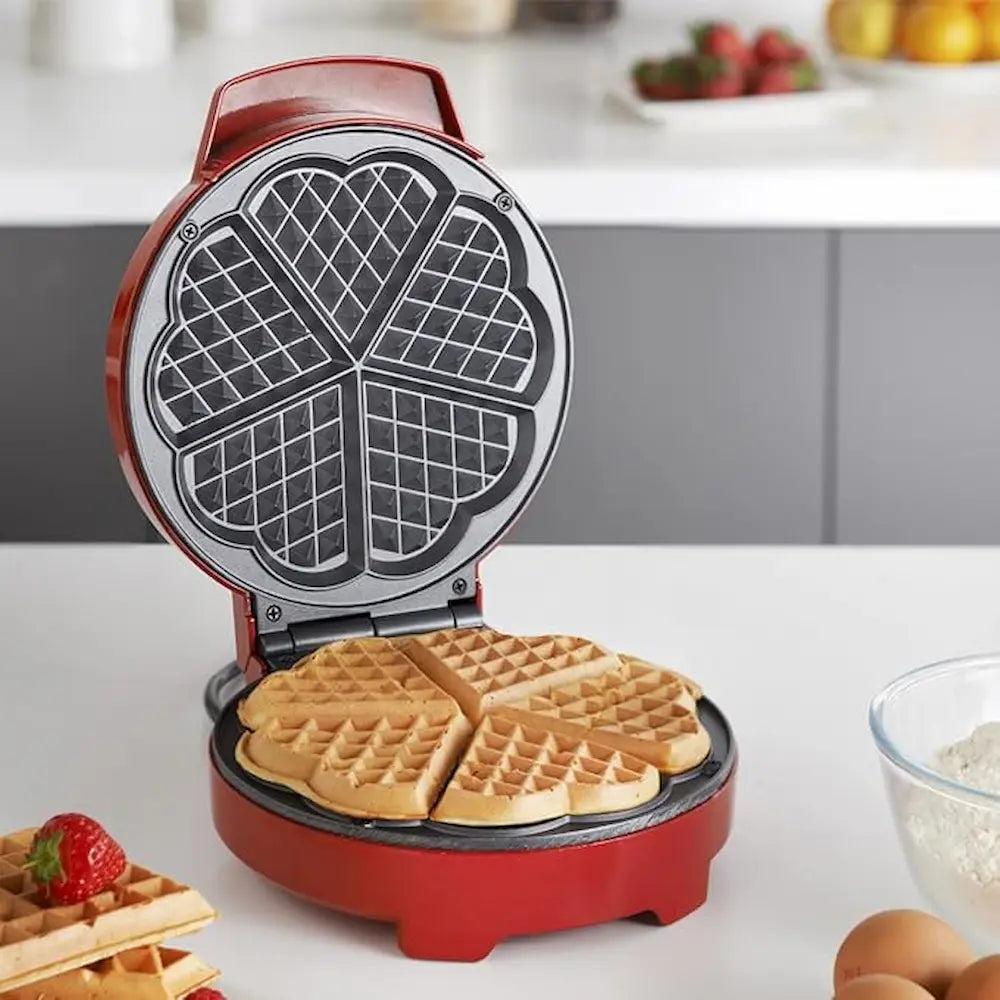 Global Gizmos Heart Shape Waffle Maker - Red | 37559