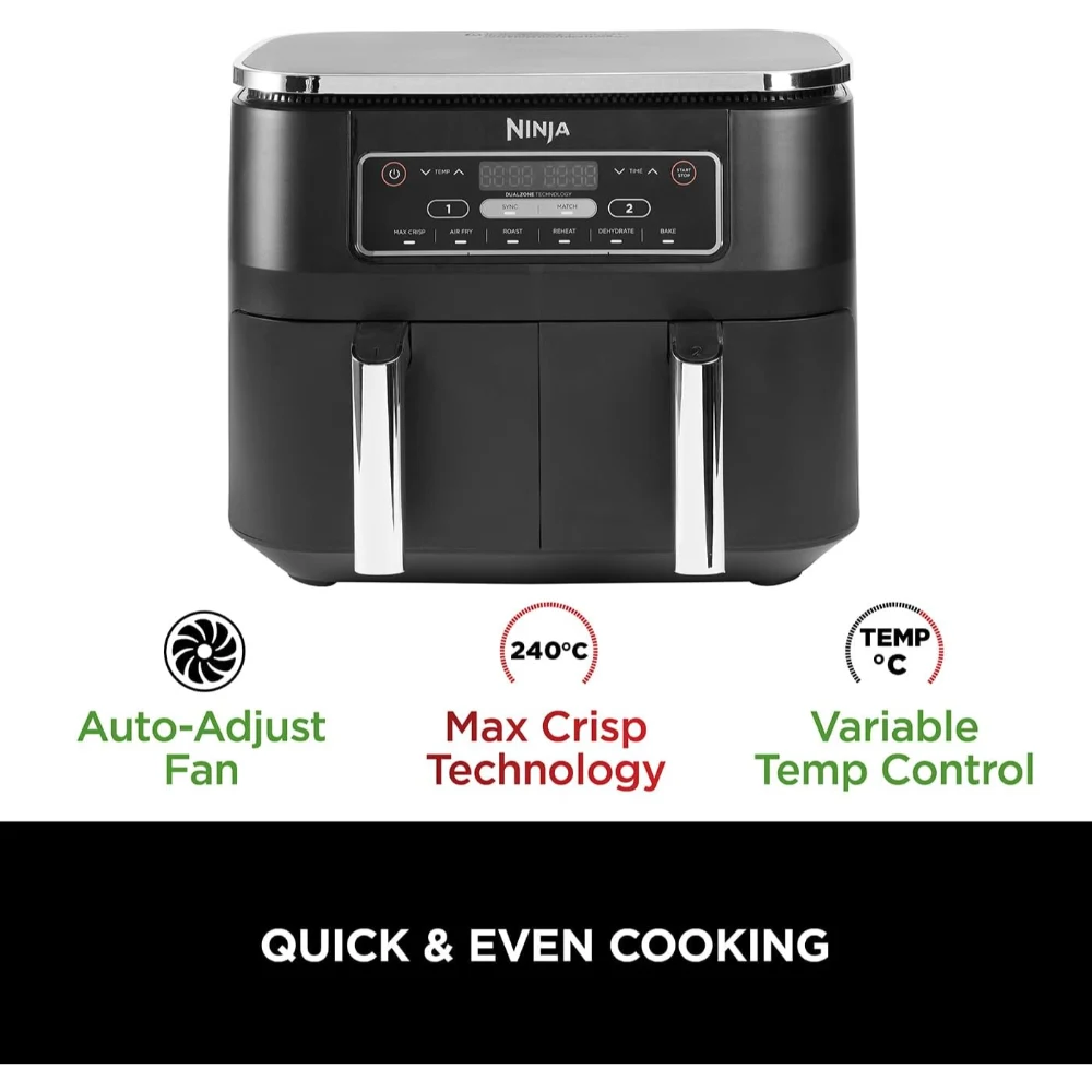 Ninja Dual Zone Air Fryer 7.6L 2400W - Grey | AF300UK
