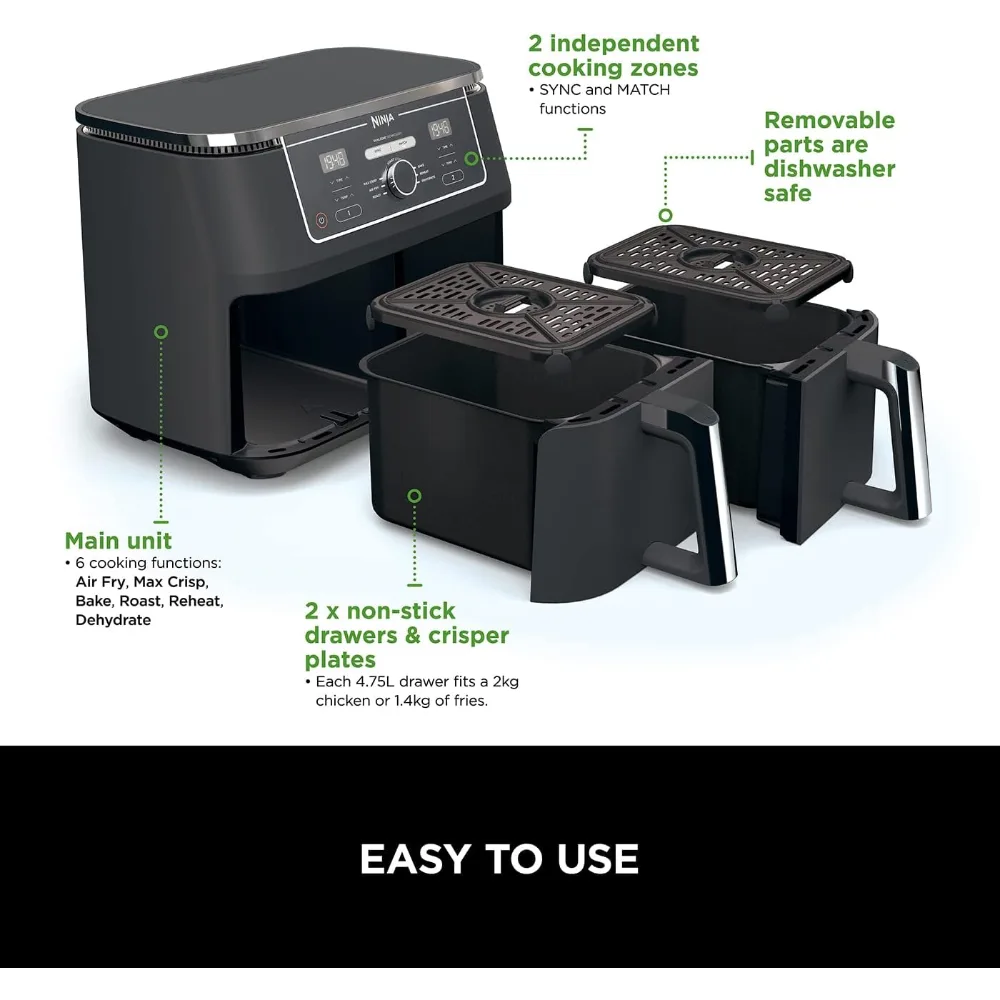 NINJA Foodi Max 6 in 1 Health Grill & Air Fryer - Grey | AG551UK