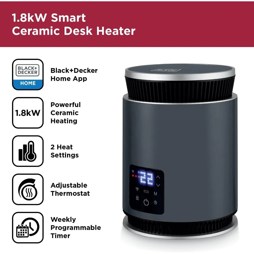 Black & Decker Smart Ceramic Heater 1.8kw - Black | BXSH37030GB