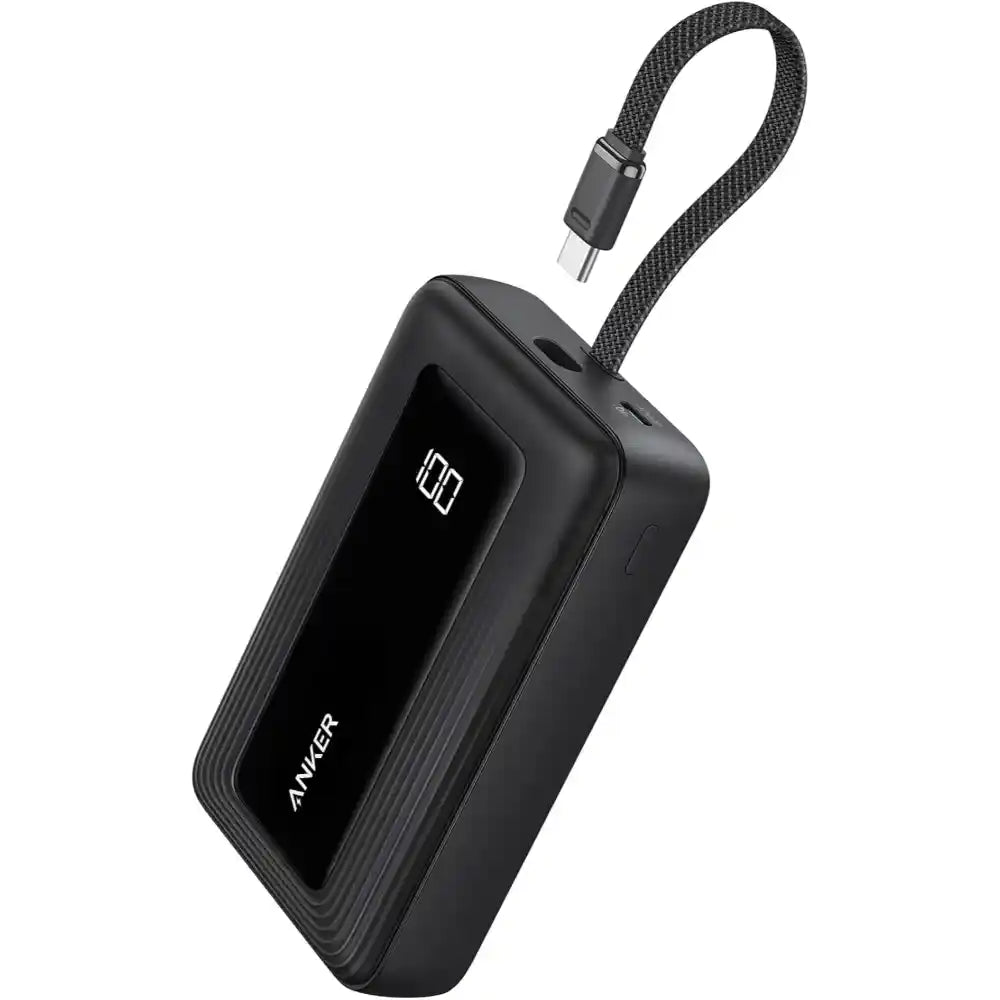 Anker Zolo Power Bank 10,000mAh 30Wwith Built In USB-C and Lightning Cable - Black | A110DH11