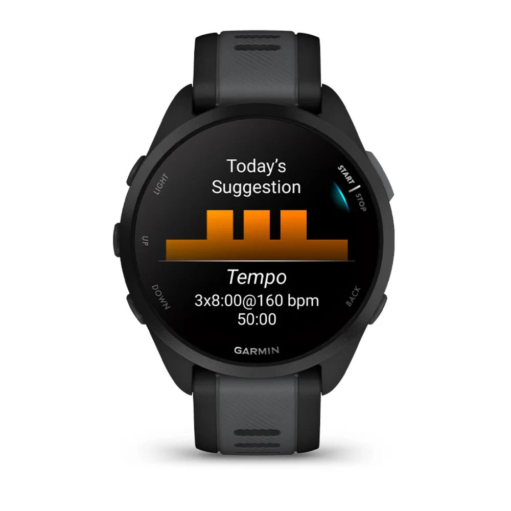 Garmin Forerunner 165 Music Smart Watch - Black and Slate Grey | 49-GAR-010-02863-30