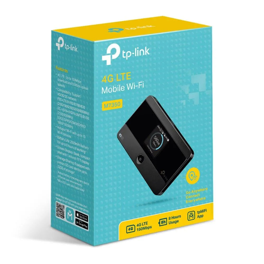 TP-Link 4G LTE Mobile Hotspot Dual Band Router for Sim Cards | M7350
