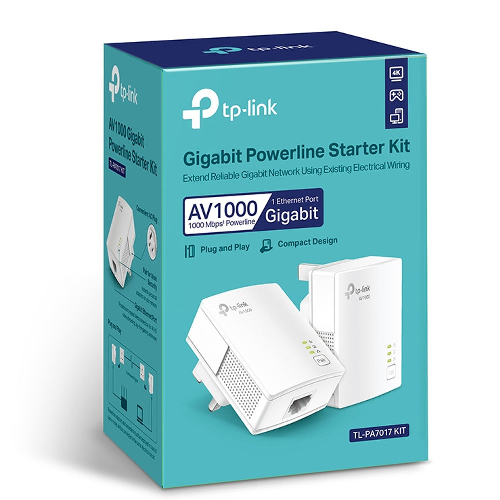 TP-LINK AV1000 Gigabit Powerline Starter Kit Wifi Booster | TL-PA7017KIT