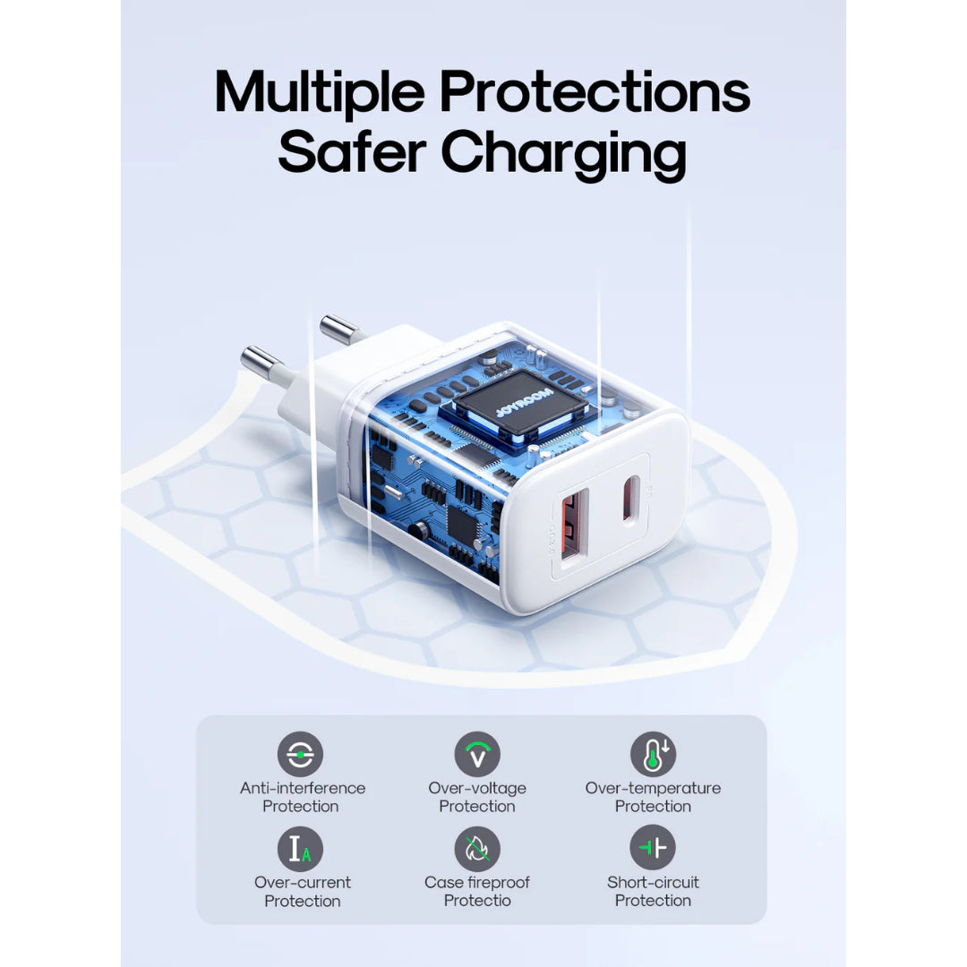 Joyroom 20w Dual Port Usb A USB C Home Charger With Type C C Lead | HL-TCF05