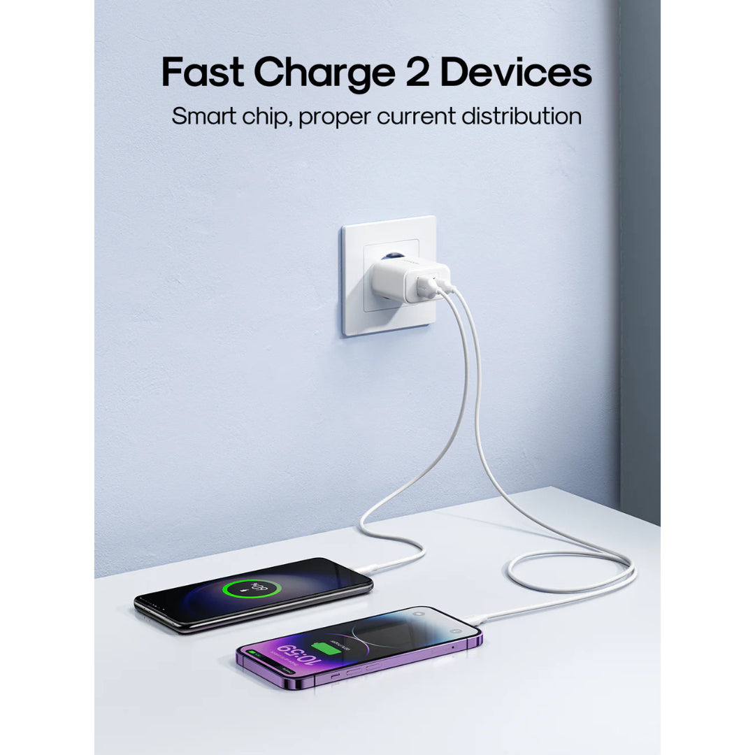 Joyroom 20w Dual Port Usb A USB C Home Charger With Type C C Lead | HL-TCF05