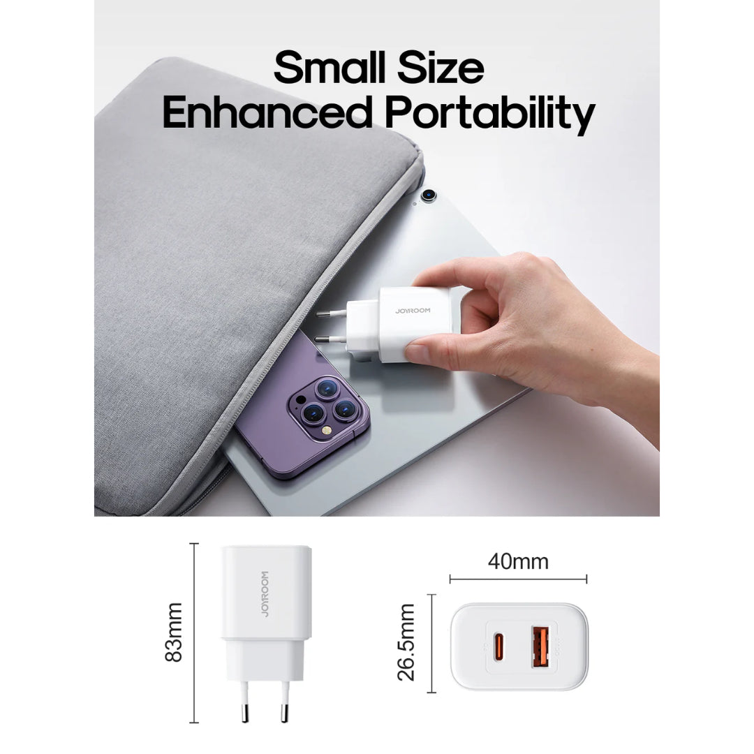 Joyroom 20w Dual Port Usb A USB C Home Charger With Type C C Lead | HL-TCF05