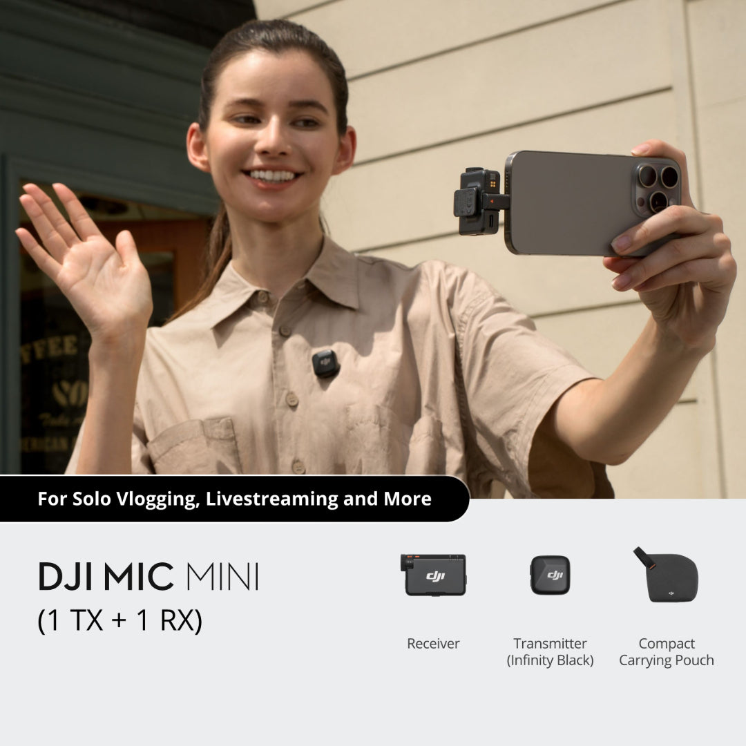 DJI Mic Mini (1 TX + 1 RX) Microphone - Infinity Black | CP.RN.00000432.01