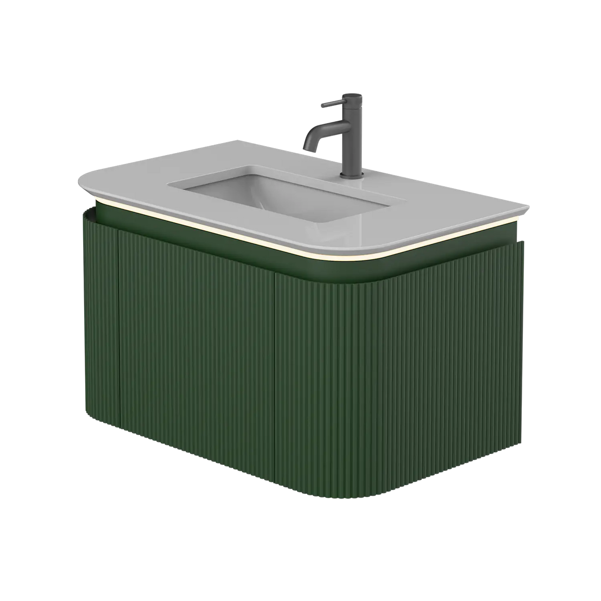 NADU WALL HUNG CABINET WITH LED SENSOR 800mm | Fir Green & Oyster White
