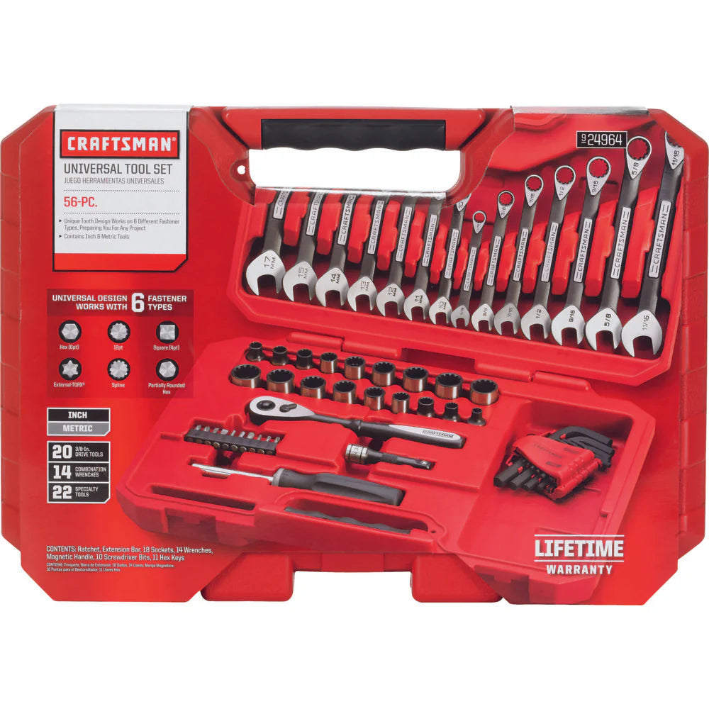 Craftsman Mechanics Tool Set Universal Alloy Steel - 56 Piece