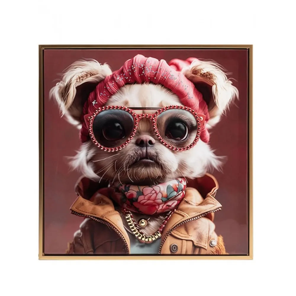 Stonewall Gallery Framed & Textured Picture - Funky Dog 52.5cm x 52.5cm x 2.8cm | BA22