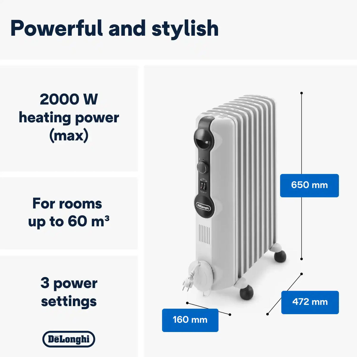 Delonghi Radia S 2kw Oil Filled Radiator - White | TRRS0920