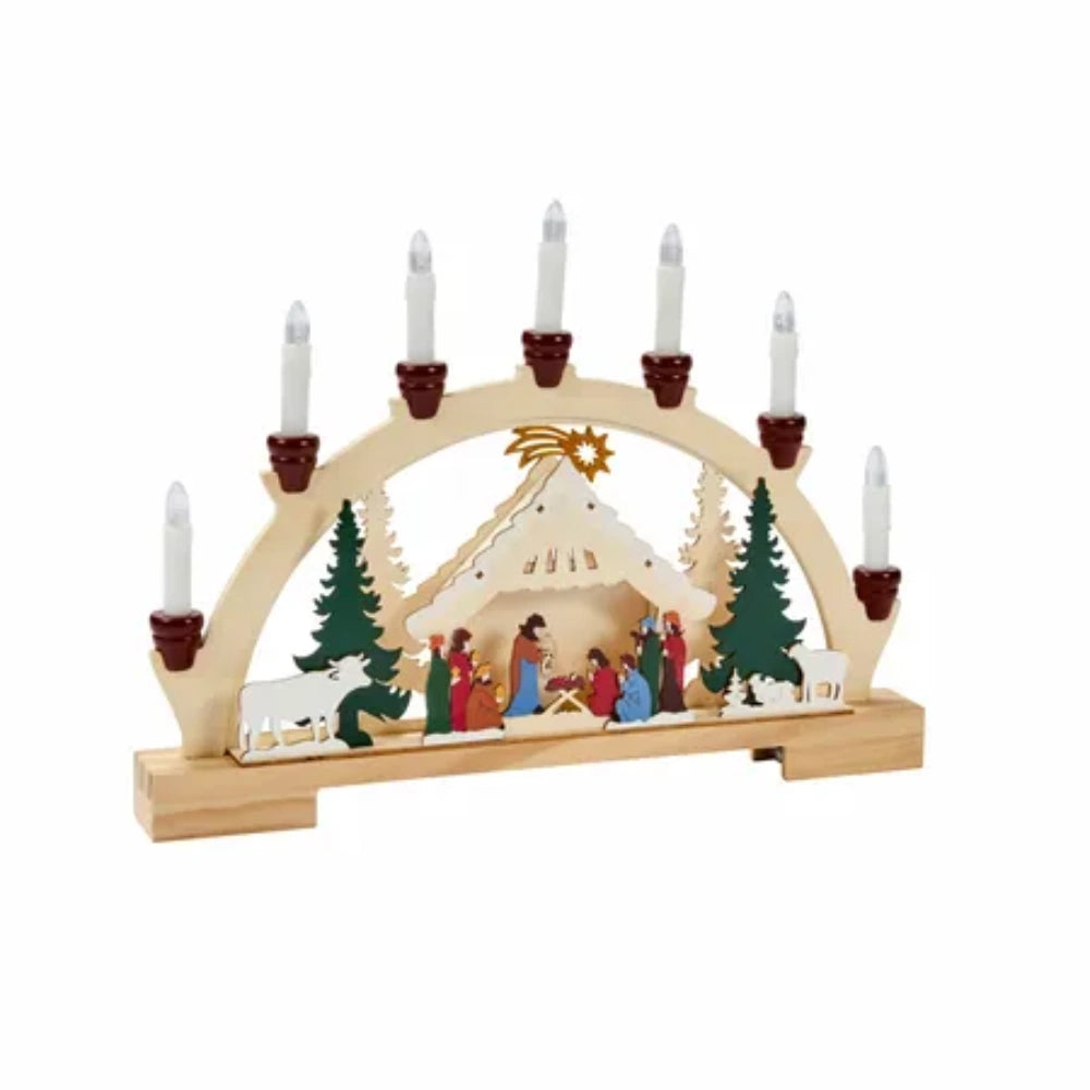 Three Kings InLit 7 Light Wooden LED Nativity Candle Bridge | 2590071