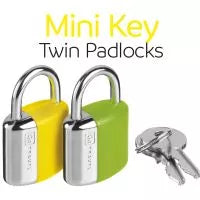 Go Travel Mini Key Luggage Suitcase Locks Padlocks 2 Pack - Yellow / Green | 708.102