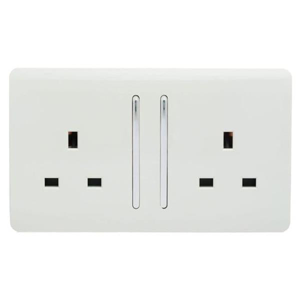 Trendi Double Switched Socket 2 Gang 13A White | Wall Socket