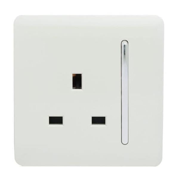 Trendi Single Switched Socket 1 Gang 13 Amp - White | 9100-09