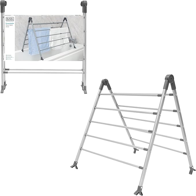 Black & Decker Over Bath Extendable Clothes Airer - Grey | 63219