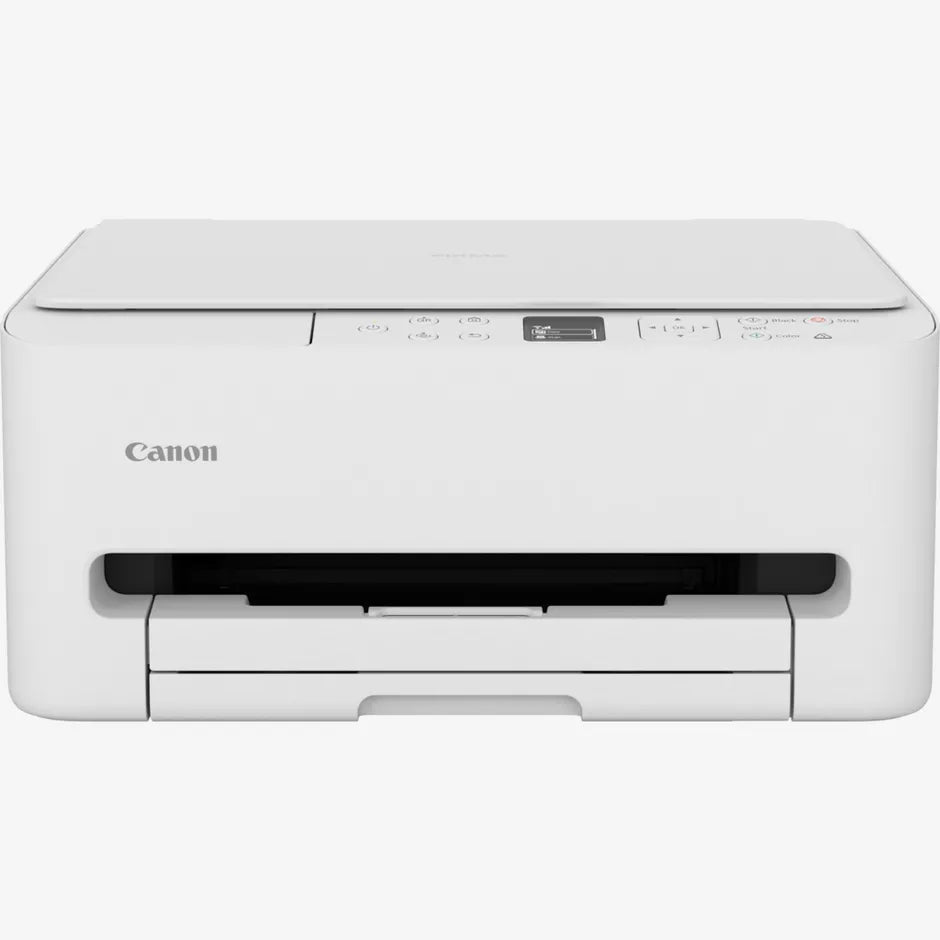 Canon TS6550i white wireless all-in-one inkjet printer with control panel and paper tray front view