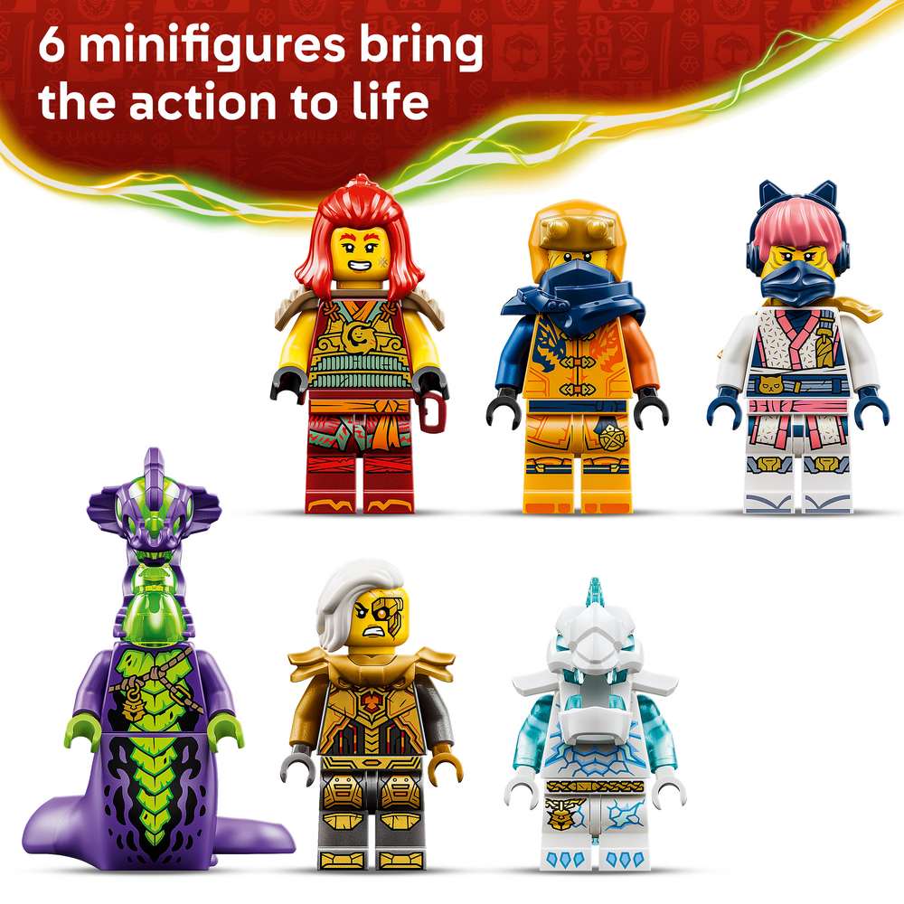 LEGO Ninjago Wyldfyre's Transforming Dragon Mech 71868 - captioned product view. 821 pieces. Ages 9+.