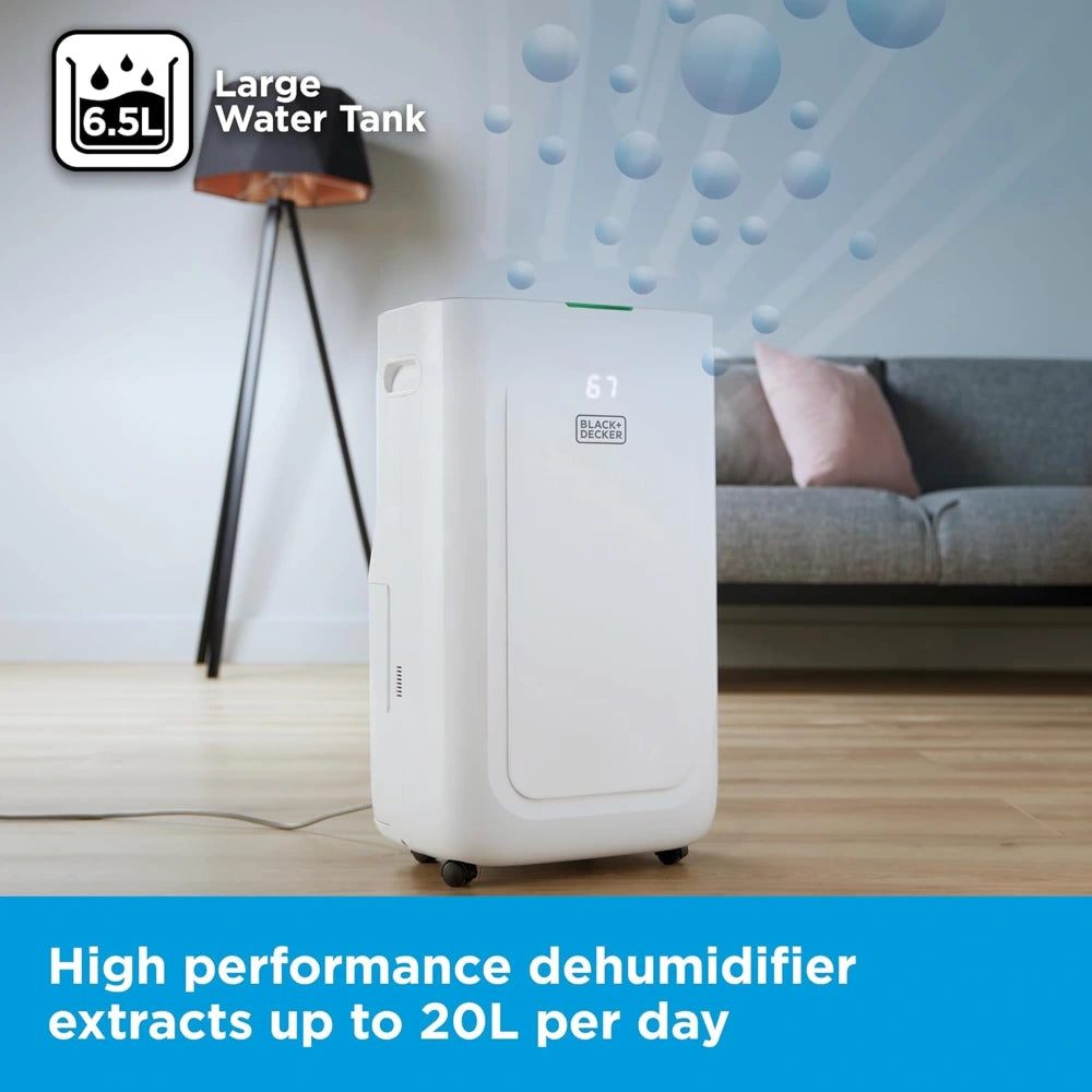 Black & Decker 20 Litre Smart Dehumidifier - White | BXEH60014GB
