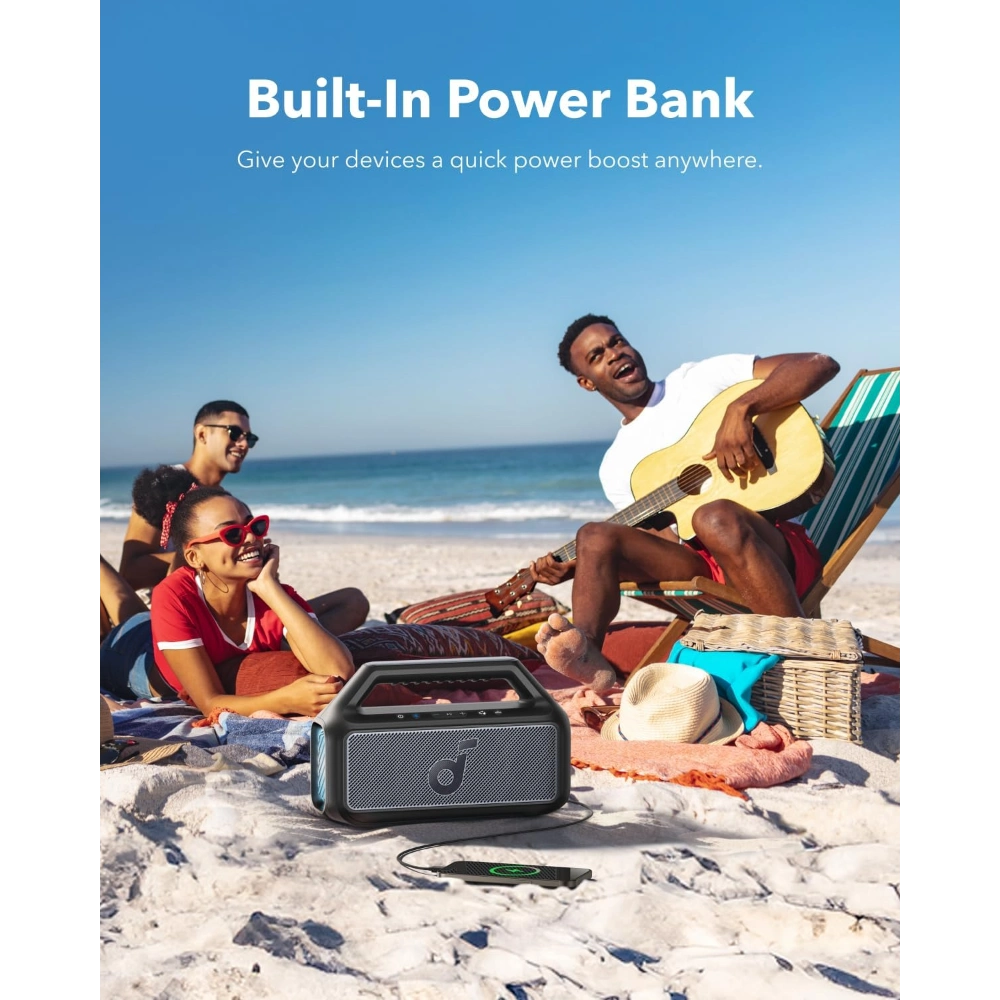 Soundcore Boom 2 Portable Wireless Bluetooth Speaker for Bass - Black | A3148G11