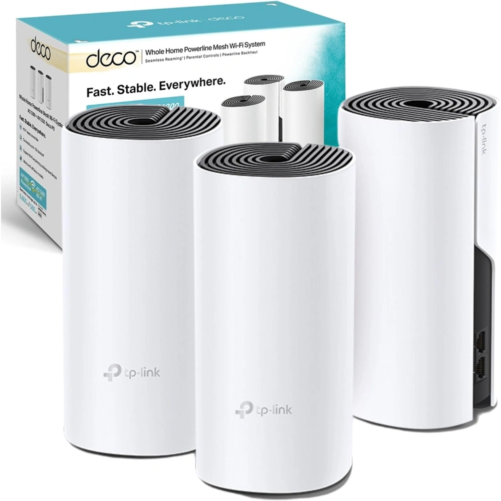TP Link AC1200 + AV1000 Whole Home Hybrid Mesh Wi-Fi System - Pack of 3 - White | DECOP93PACK