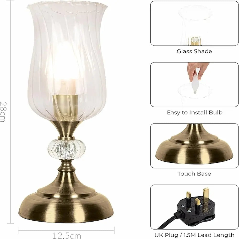 Anika Hurricane Touch Control Table Lamp in Brass | 62480