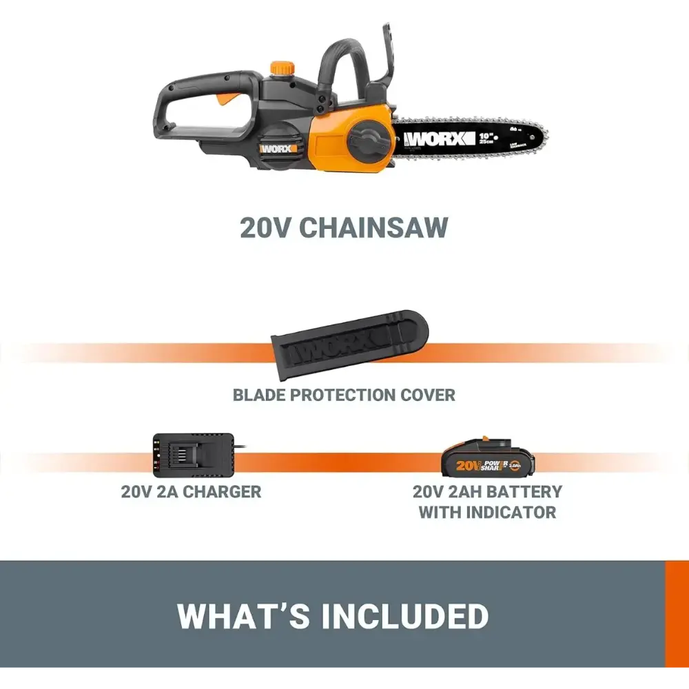 WorX 20V 25cm Cordless Chainsaw with 1 x 2ah Battery and Charger | WG322E.1