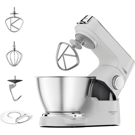 Kenwood Titanium Chef Baker Stand Mixer 1200W - White | KVC65.001WH