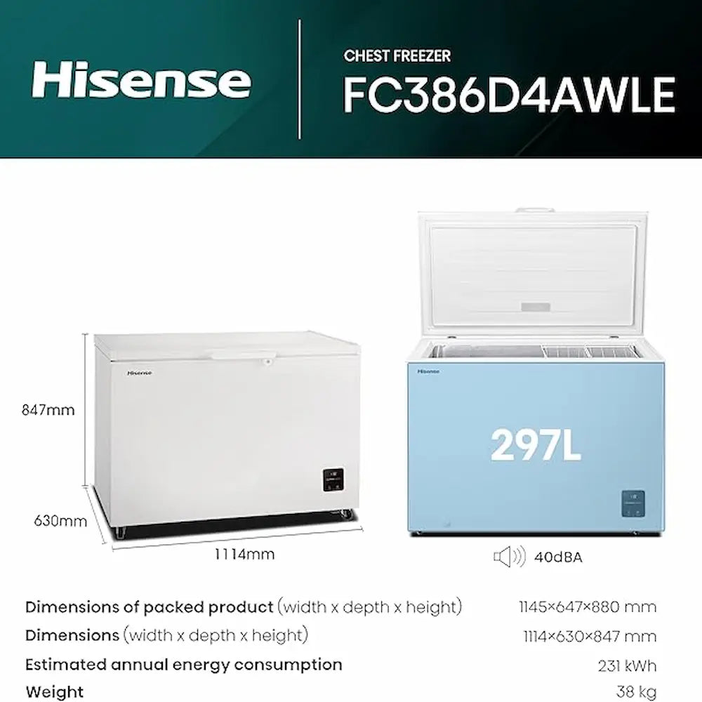 Hisense 297 Litre Chest Freezer - White | FC386D4AWLE
