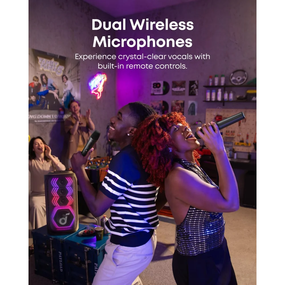 Anker Soundcore Rave 3S AI Karaoke Party Speaker with 2 Wireless Mics | A31A3012