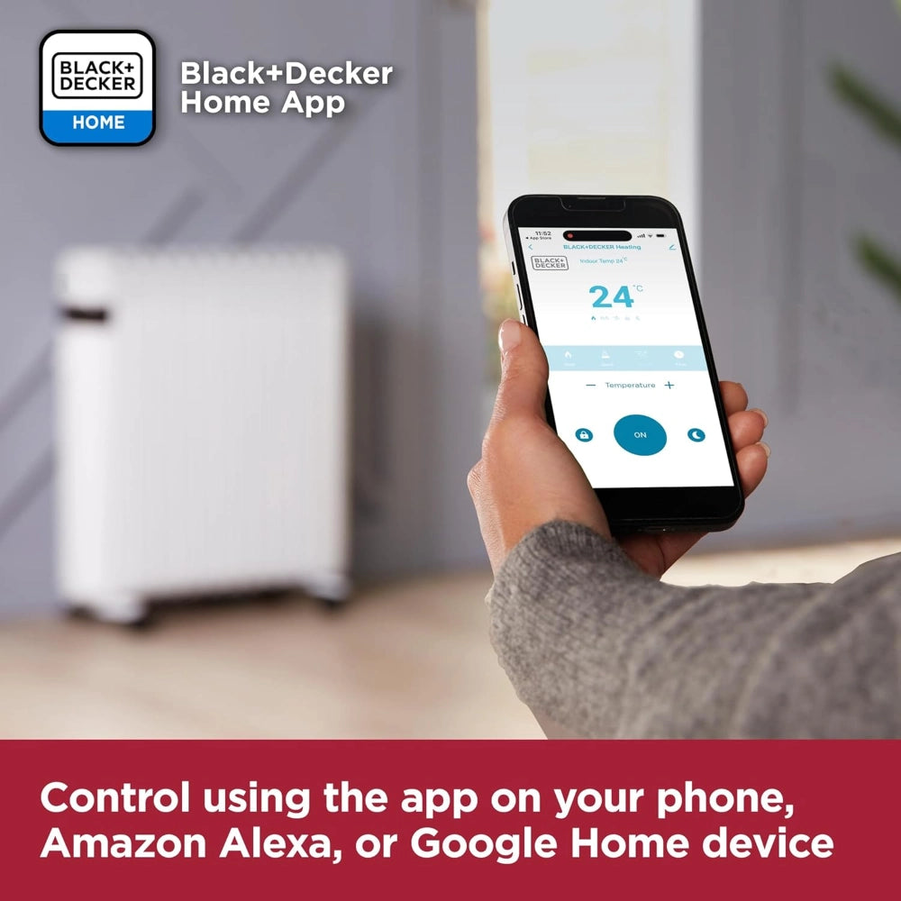 Black & Decker Smart Digital Oil Free Radiator 2.5kW - White | BXRA43017GB