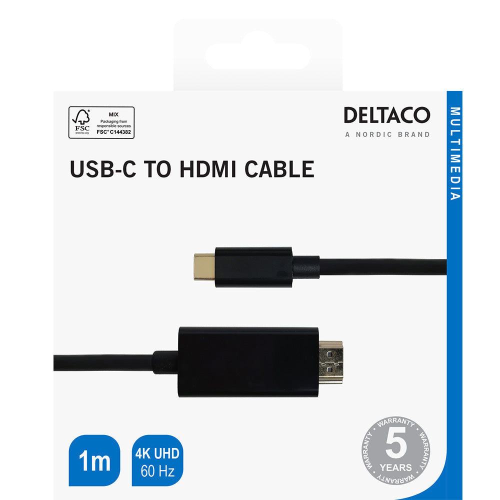Deltaco HDMI 4K UHD Cable Gold Plated 1 Metre | HDMI1010R