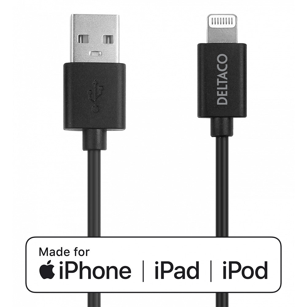 Deltaco USB A to Lightning Phone Charging Cable | IPLH411