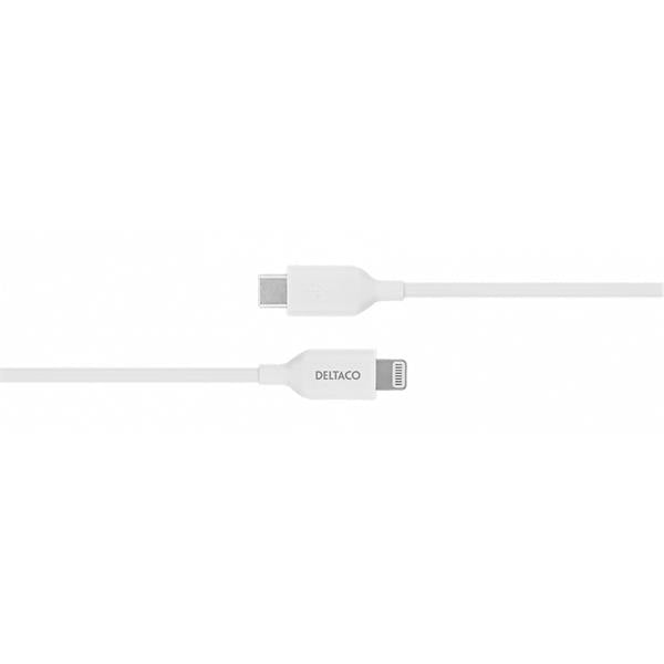 Deltaco USB-C to Lightning Cable - White | iPhone Cable