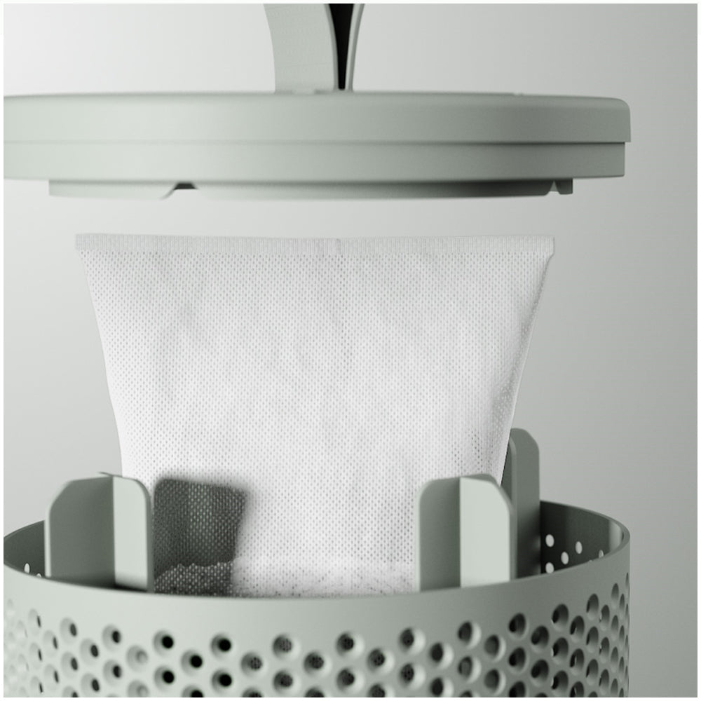 AbsoDry Duo Family Moisture Absorber 600g grey perforated container with white absorbent bag insert and green side handles shown against white background