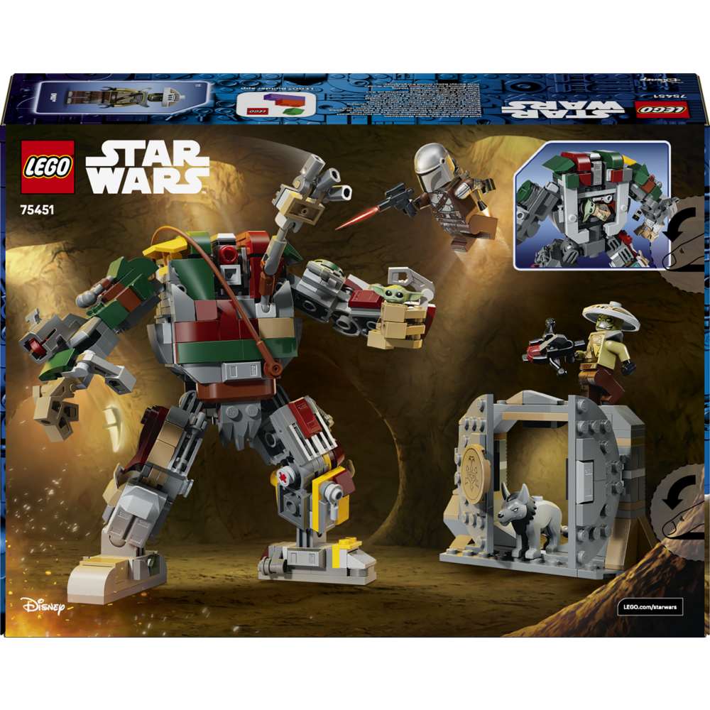 LEGO Star Wars™ Hutt Palace Sentry Droid Showdown 75451 - the back of the box showing play features and box contents. 415 pieces. Ages 9+.