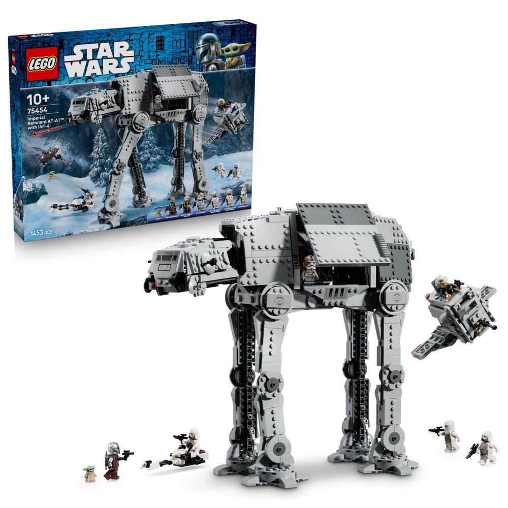 LEGO Star Wars™ Imperial Remnant AT-AT™ with INT-4 75454 - shown with its product box. 1453 pieces. Ages 10+.
