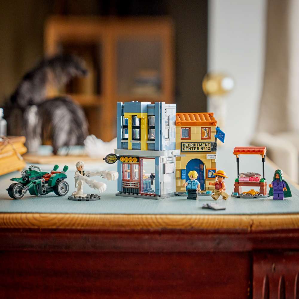 LEGO ONE PIECE Showdown with Captain Smoker 75642 - the finished build shown in a home setting. 547 pieces. Ages 9+.