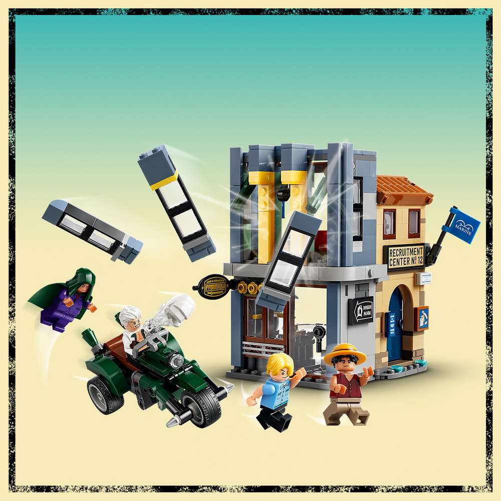 LEGO ONE PIECE Showdown with Captain Smoker 75642 - close-up detail of the finished build. 547 pieces. Ages 9+.
