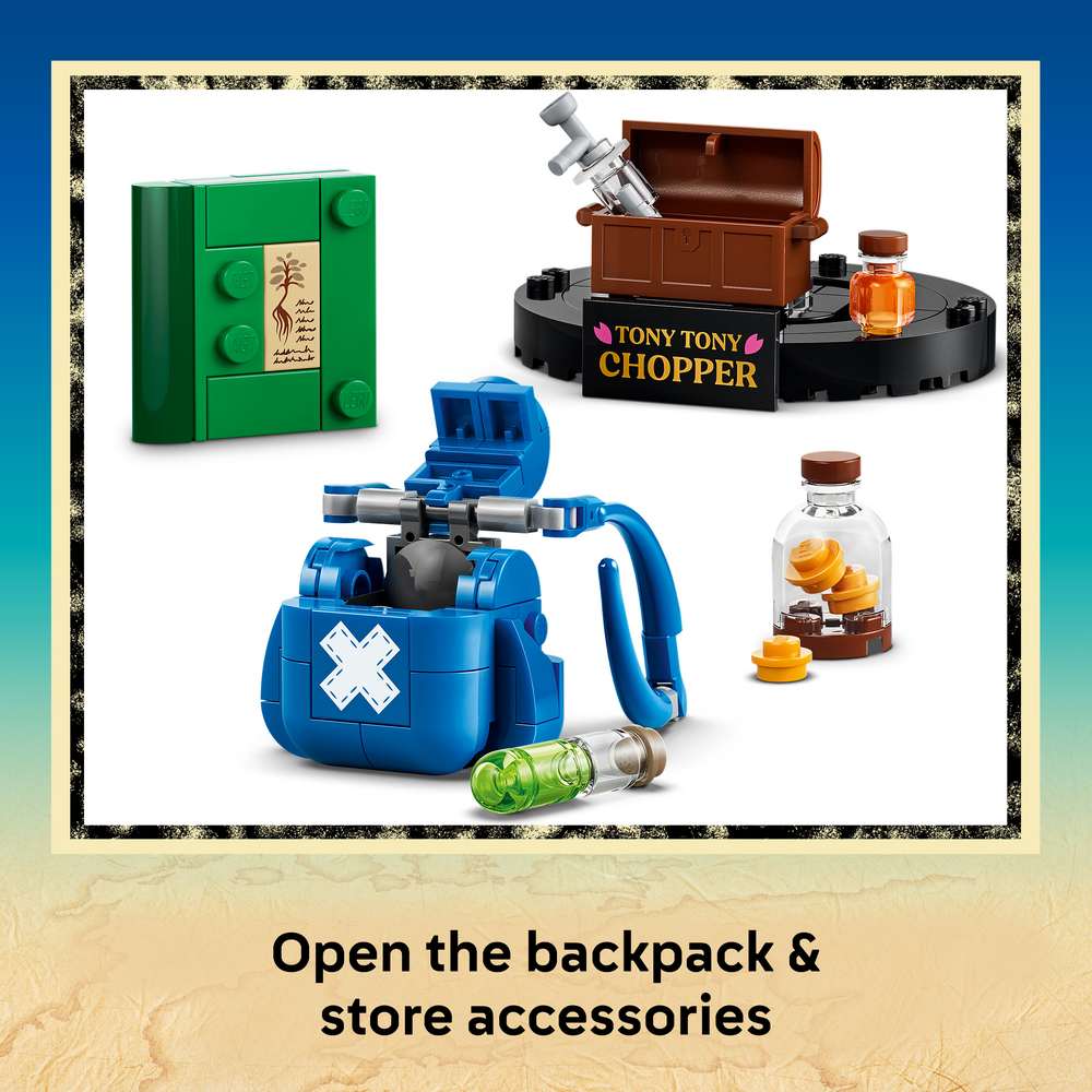 LEGO ONE PIECE Tony Tony Chopper 75643 - captioned product view. 577 pieces. Ages 9+.