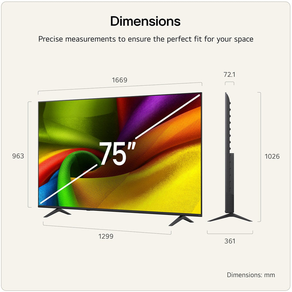 LG NANO 75 Inch NU85 AI 4K Ultra HD Smart TV (2026)