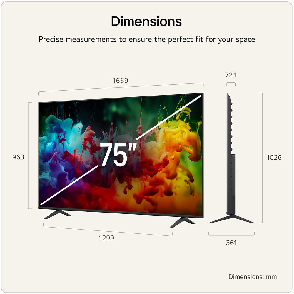 LG QNED72 75 Inch 4K Smart TV - Black