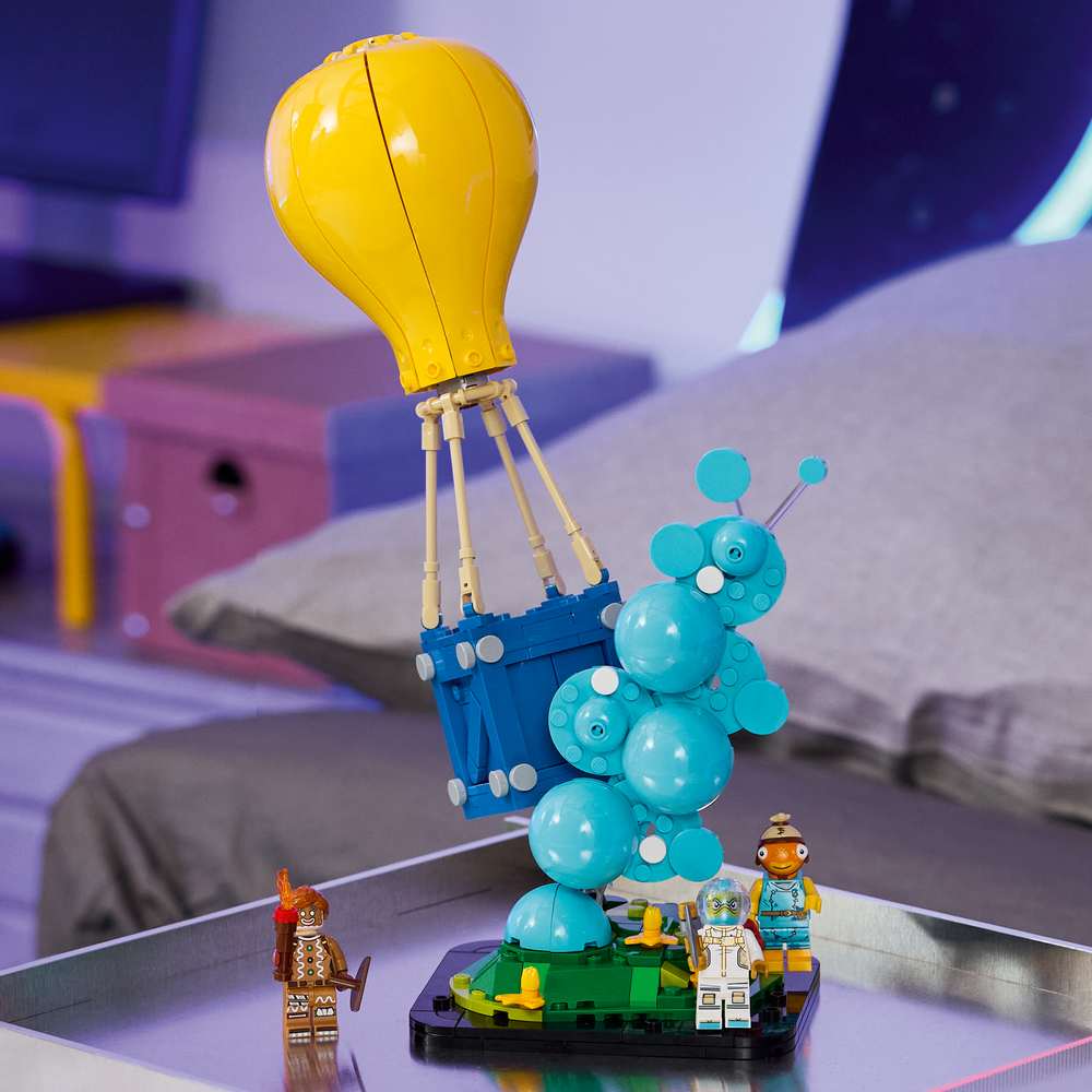 LEGO Fortnite Supply Drop 77080 - the finished build shown in a home setting. 314 pieces. Ages 10+.