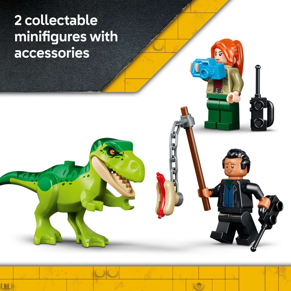 LEGO Jurassic World Young T. rex Transport Truck 77978 - captioned product view. 115 pieces. Ages 4+.